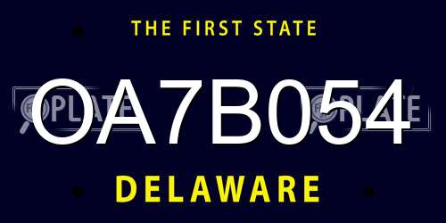 OA7B054 Delaware License Plate
