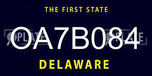 OA7B084 Delaware License Plate