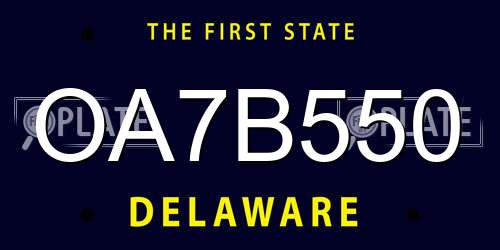 OA7B550 Delaware License Plate
