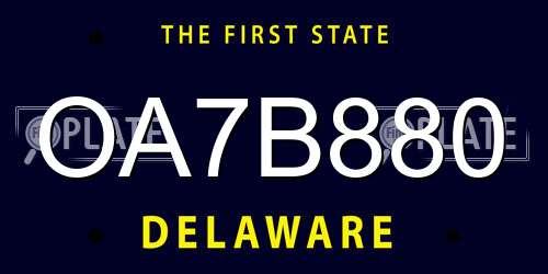 OA7B880 Delaware License Plate