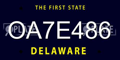 OA7E486 Delaware License Plate