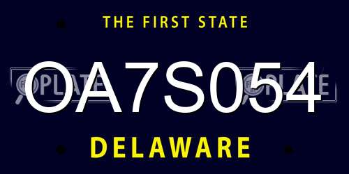 OA7S054 Delaware License Plate