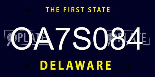 OA7S084 Delaware License Plate