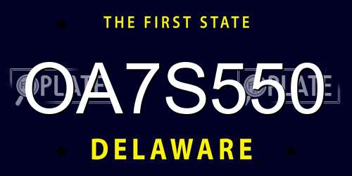OA7S550 Delaware License Plate