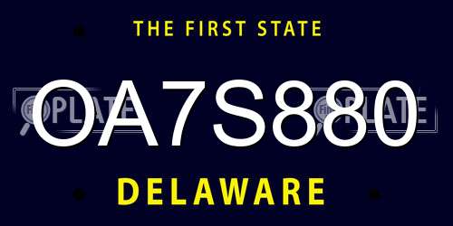 OA7S880 Delaware License Plate