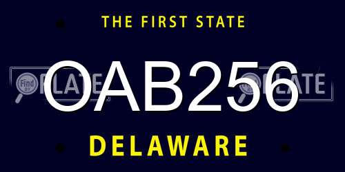 OAB256 Delaware License Plate