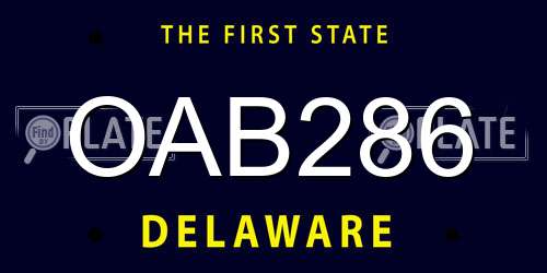 OAB286 Delaware License Plate