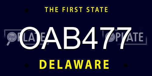 OAB477 Delaware License Plate