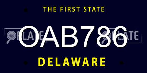 OAB786 Delaware License Plate