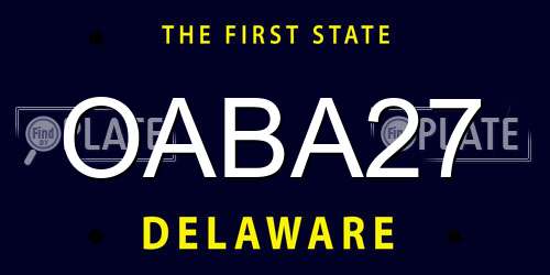 OABA27 Delaware License Plate