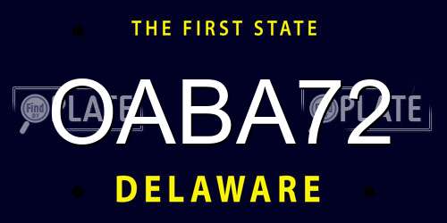 OABA72 Delaware License Plate