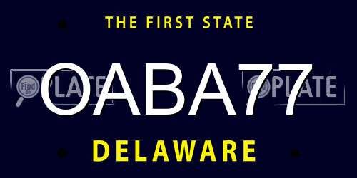 OABA77 Delaware License Plate