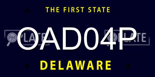 OAD04P Delaware License Plate