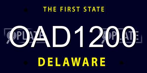 OAD1200 Delaware License Plate