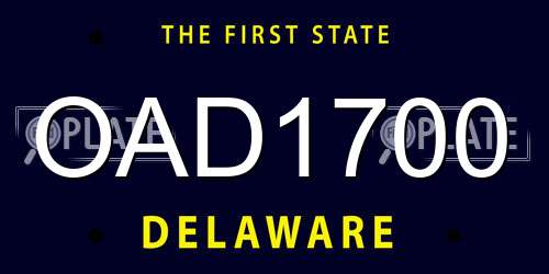 OAD1700 Delaware License Plate