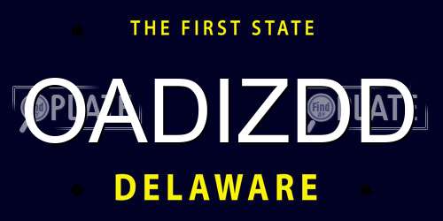 OADIZDD Delaware License Plate