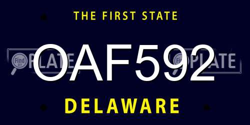 OAF592 Delaware License Plate