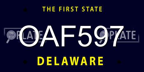 OAF597 Delaware License Plate