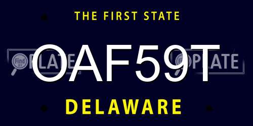 OAF59T Delaware License Plate