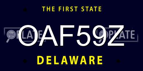 OAF59Z Delaware License Plate