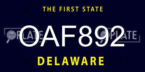 OAF892 Delaware License Plate
