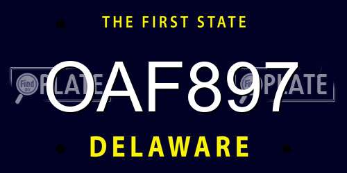 OAF897 Delaware License Plate