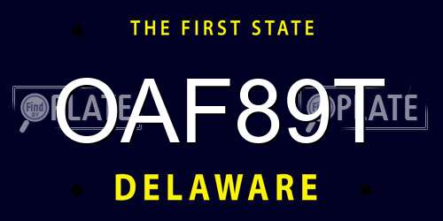 OAF89T Delaware License Plate
