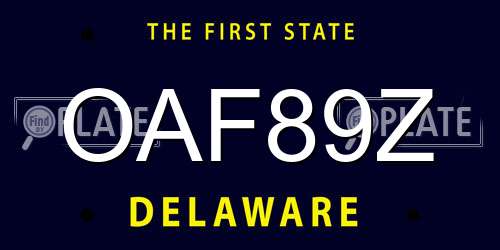 OAF89Z Delaware License Plate