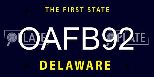 OAFB92 Delaware License Plate