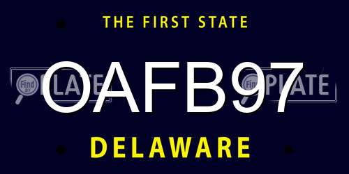 OAFB97 Delaware License Plate