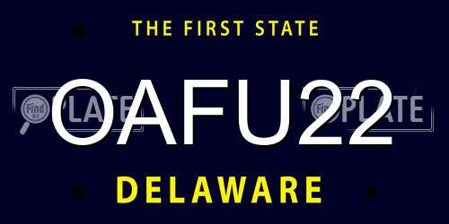 OAFU22 Delaware License Plate