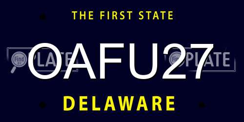OAFU27 Delaware License Plate