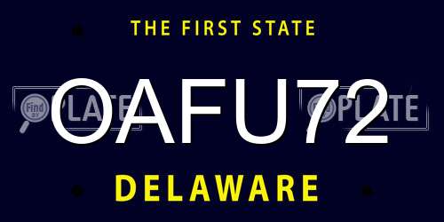 OAFU72 Delaware License Plate