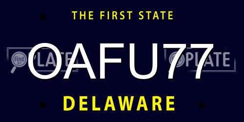 OAFU77 Delaware License Plate
