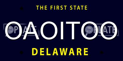 OAOITOO Delaware License Plate