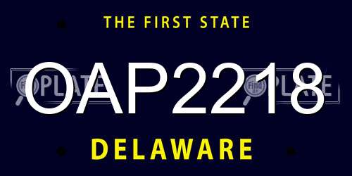 OAP2218 Delaware License Plate