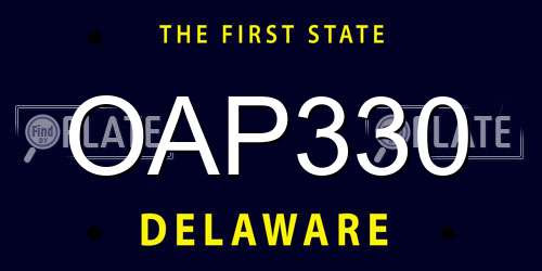 OAP330 Delaware License Plate