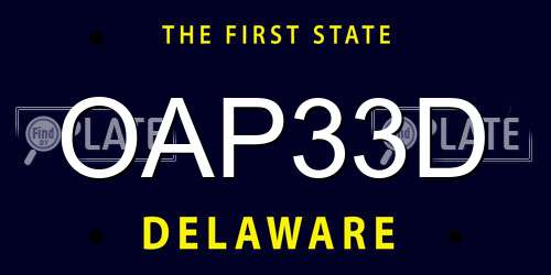 OAP33D Delaware License Plate