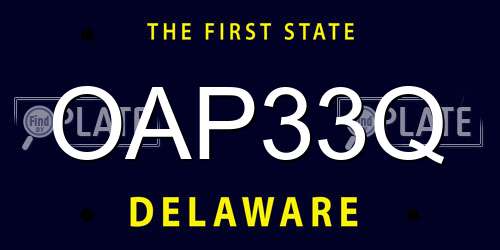 OAP33Q Delaware License Plate