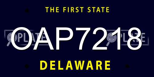 OAP7218 Delaware License Plate