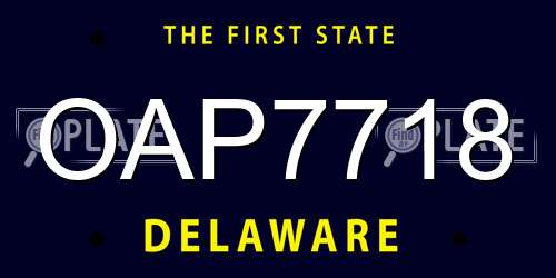 OAP7718 Delaware License Plate