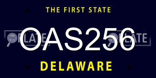 OAS256 Delaware License Plate