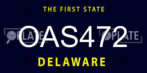 OAS472 Delaware License Plate