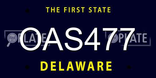 OAS477 Delaware License Plate