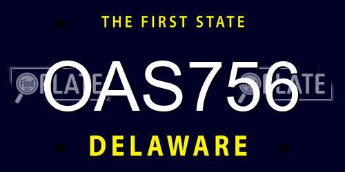 OAS756 Delaware License Plate