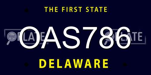 OAS786 Delaware License Plate