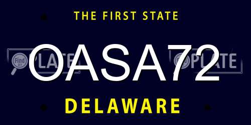 OASA72 Delaware License Plate