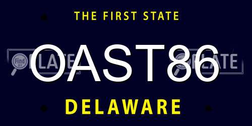 OAST86 Delaware License Plate