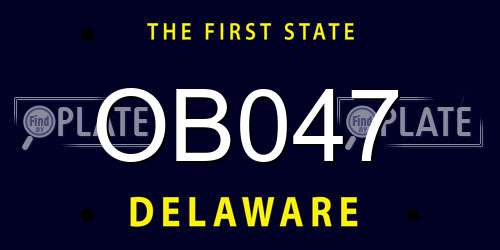 OB047 Delaware License Plate