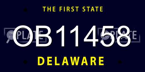 OB11458 Delaware License Plate